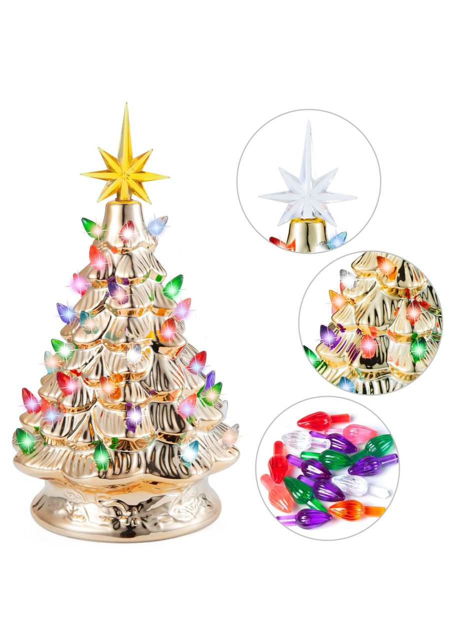 12-Inch Gold Ceramic Christmas Tree