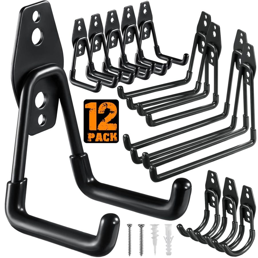 12 Pack Garage Hooks Heavy Duty,Utility Steel Garage Storage Hooks,Wall Mount Ga