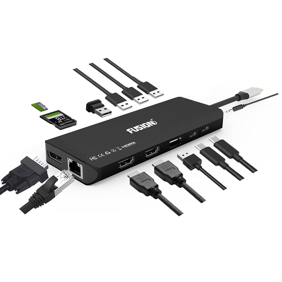 14-in-1 USB C Laptop Docking Station, 4K HDMI Dual/Triple Monitor USB-C Dock Hub