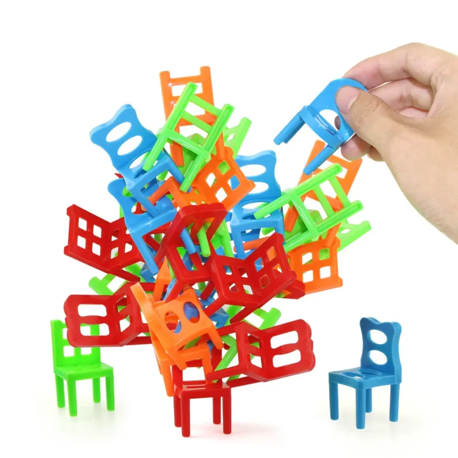 18Pcs/Set Mini Balance Chairs Game Stacking Blocks Assembly Family Game Balancin