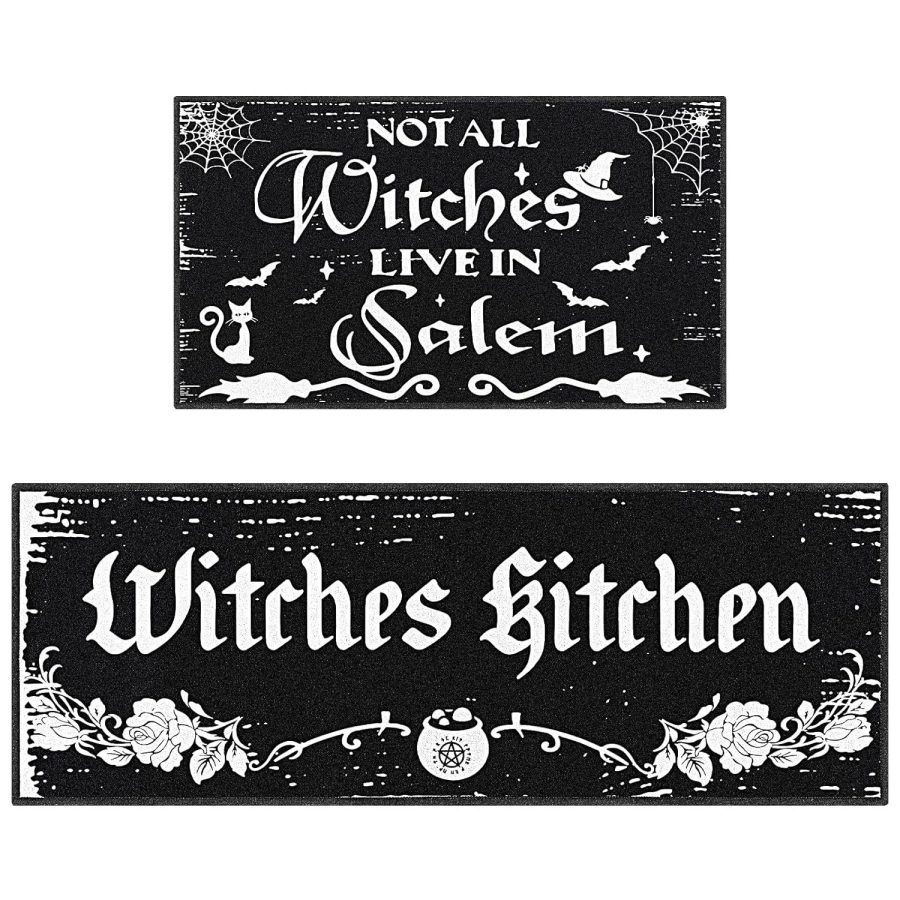 2 Pack Halloween Kitchen Mats Witches Rugs Gothic Kitchen Decor Farmhouse Hallow