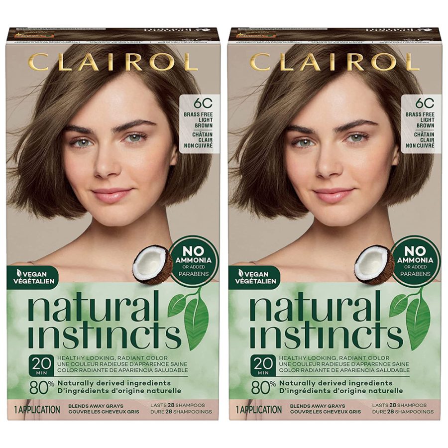 (2 Pack) New Clairol Natural Instincts Semi-Permanent Hair Color, 6C Light Brown