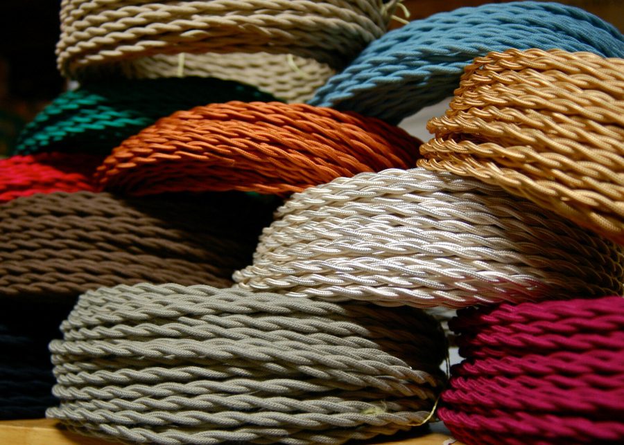 25' Rayon Cloth Covered Twisted Electrical Wire - Vintage Lamp Cord Antique Fans