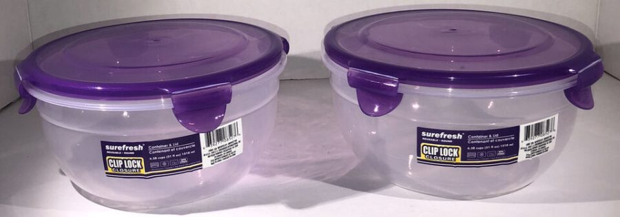 2ea 6.38Cup Sure Fresh Dry/Cold/Freezer Food Storage Containers W Clip-Lock Lids