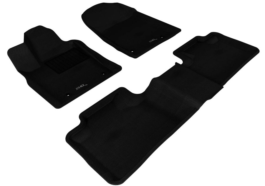 3D MATS L1JP00501509 Floor Liner; KAGU; Custom Fit; Raised Edge; Black; Thermoplastic Rubber Of Carbon Fiber Texture; 3 Piece; With MAXpider Anti-Skid Bottom Layer