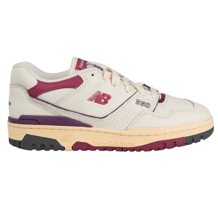 550 Sneakers in White/Plum