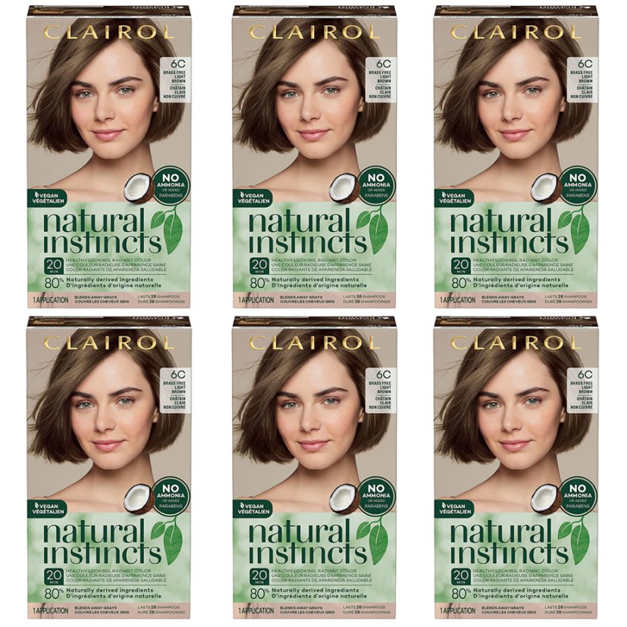 (6 Pack) New Clairol Natural Instincts Semi-Permanent Hair Color, 6C Light Brown