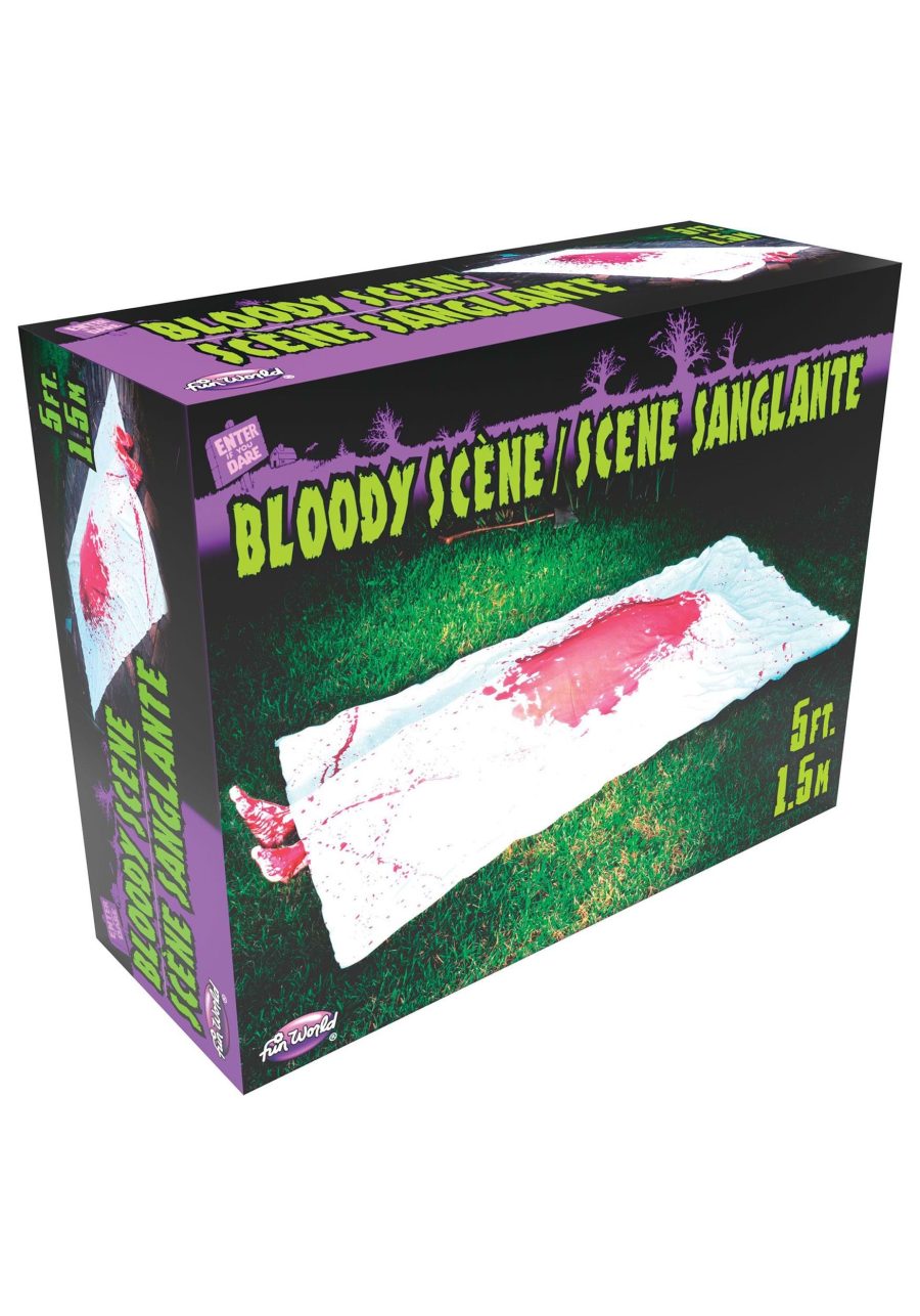 6FT Bloody Crime Scene with Feet and Inflatable Body Prop