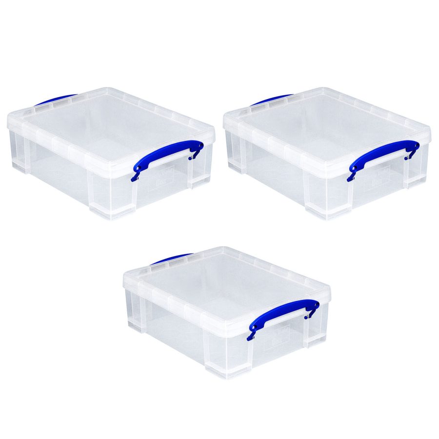 8.1L Plastic Storage Container With Clip Lock Handle (3 Pack)