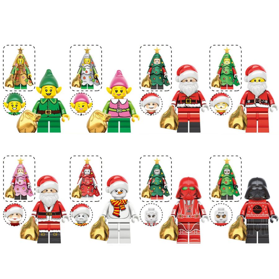 8Pcs 2024 Christmas Santas Minifigures Darth Vader Snowman Mini Block Xmas Gifts