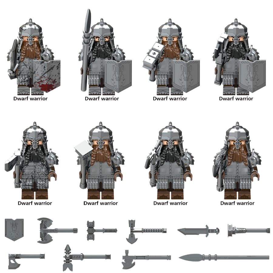 8pcs Dwarf Warriors of Ancient Medieval Series DIY Minifigures Building Blocks