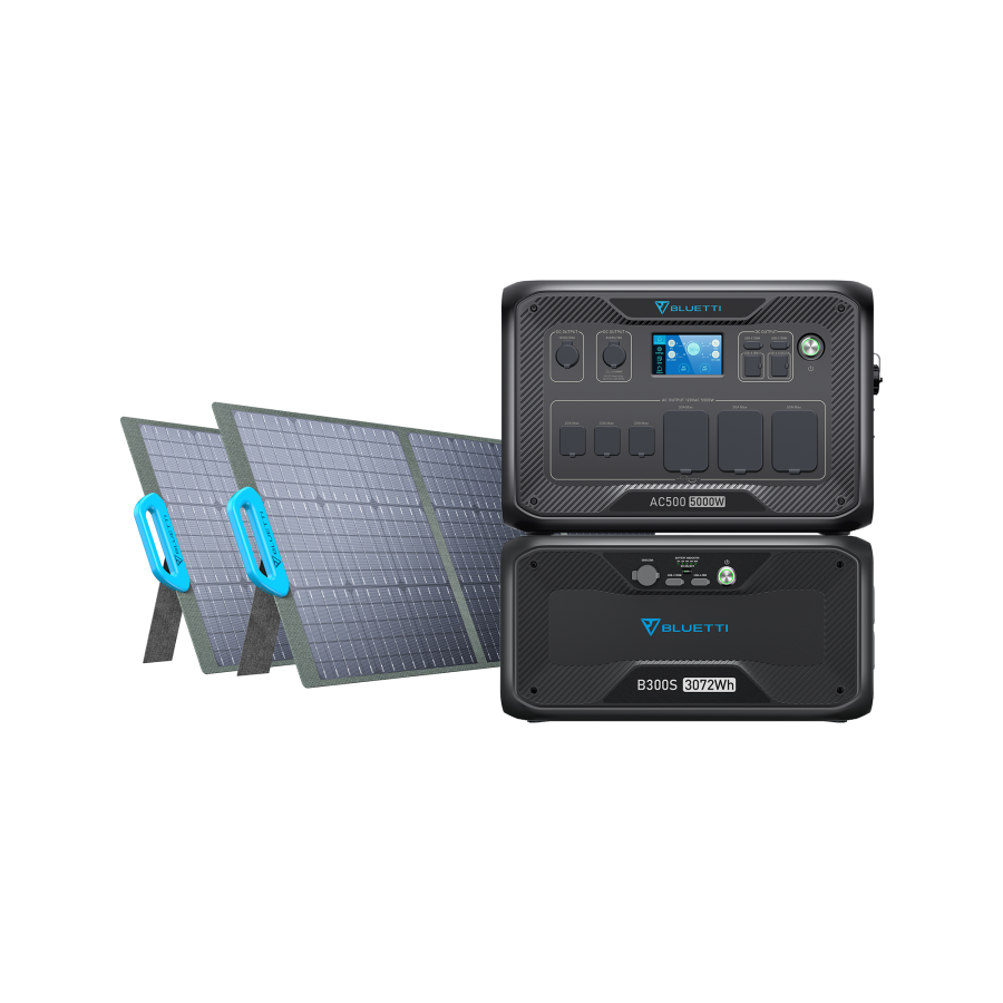 AC500 + B300S Home Battery Backup, AC500+B300S+2*PV200 | 5000W, 3072Wh, 400W Solar Kit