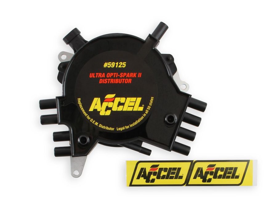 ACCEL 59125 PERF REPL DISTRIBUTOR GM, Pin Drive; GM LT1 Engine; Optical Trigger; Computer Controlled Advance; Black Crab Style Cap