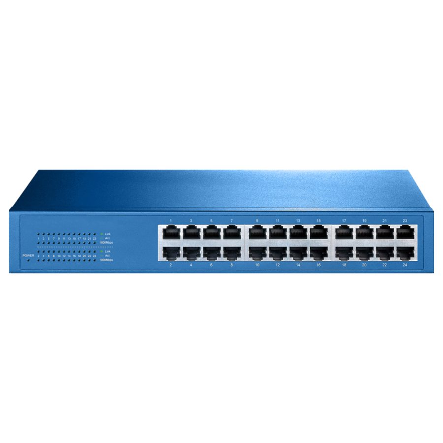 AIGEAN NS-24 24-PORT NETWORK SWITCH - DESK OR RACK MOUNTABLE - 100-240VAC - 50/60HZ