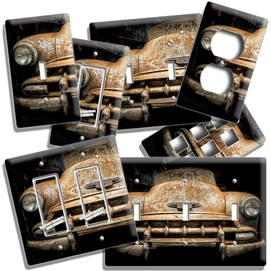 AMERICAN RETRO RUSTED CAR LIGHT SWITCH OUTLET WALL PLATES GARAGE AUTO SHOP DECOR