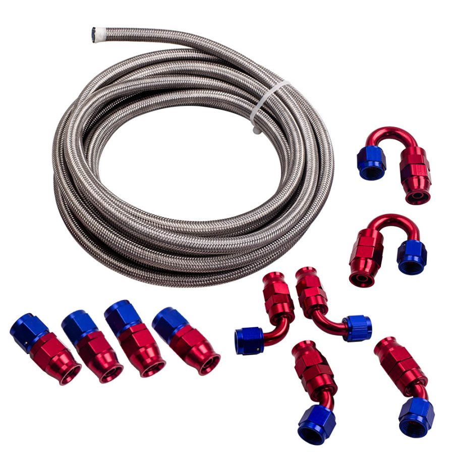 AN6 -6AN 20FT AN-6 Swivel Fitting Stainless Steel PTFE Fuel Line Hose Kit