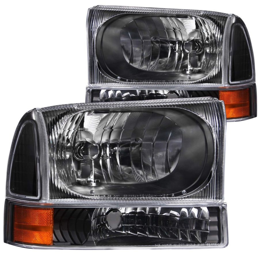 ANZO 111080 USA Ford Black with Corner Amber Headlight Assembly (Pair)