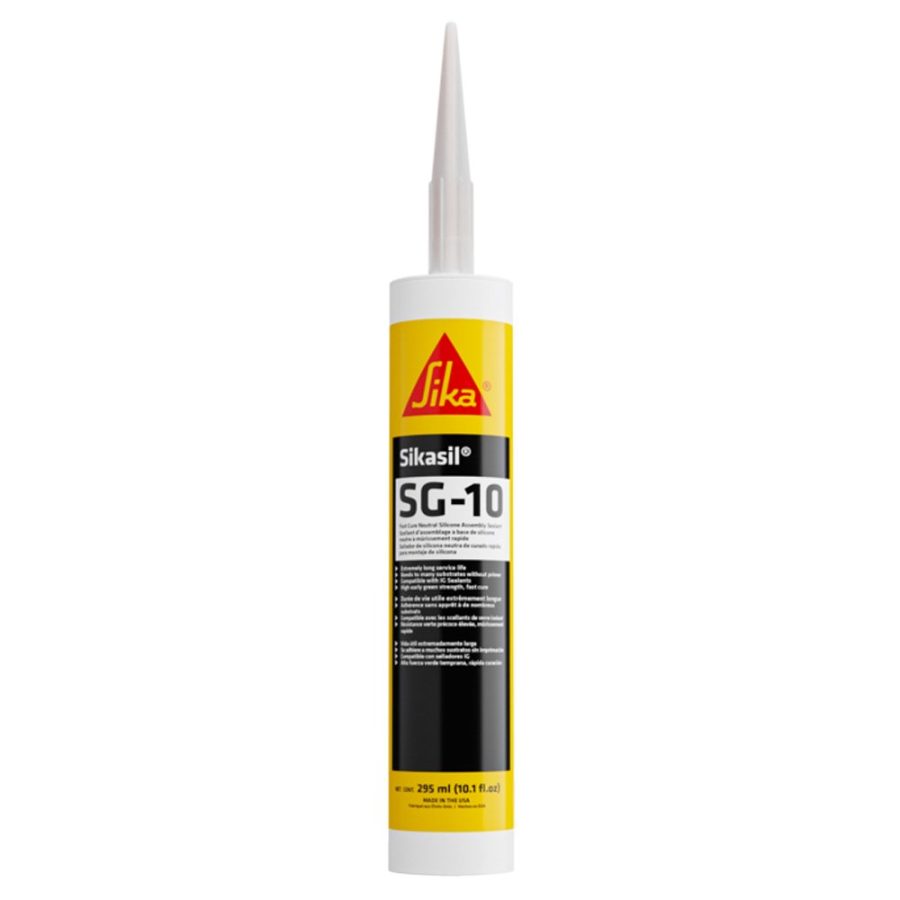 AP PRODUCTS 017-417241 SIKASIL SG-10 295 ML-BLACK, Used As Fast Curing Flexible Building Sealant; Compatible With Most Building Materials Without Priming; Silicone Sealant; Black; 10.1 Fluid Ounce/ 295 Milliliter Cartridge; Single