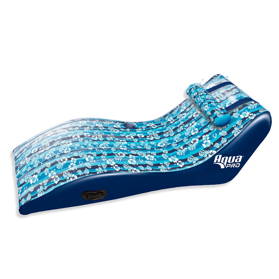 AQUA LEISURE APL17014S2 ULTRA CUSHIONED COMFORT LOUNGE HAWAIIAN WAVE PRINT W/ADJUSTABLE PILLOW