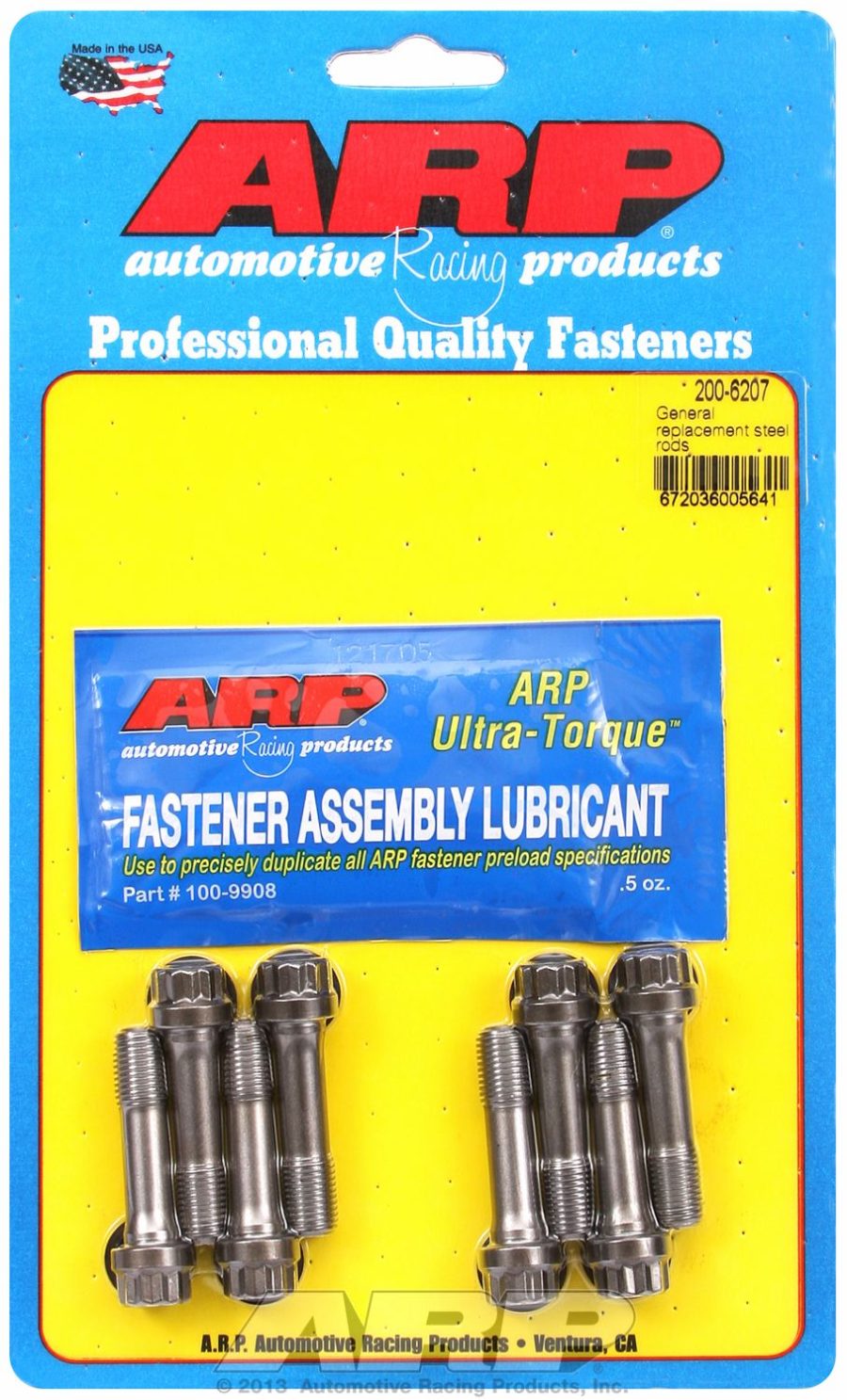 ARP 200-6207 ROD BOLT KIT 8 PC, General Replacement; 220000 PSI Tensile Strength; Polished; ARP2000 Steel; Set of 8