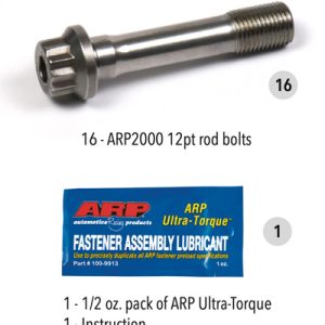 ARP 258-6301 FORD GODZILLA 7.3L ROD BOLT KIT, For Use With 7.3L Ford Godzilla; 220000 PSI Tensile Strength; Polished; ARP2000 Steel; Set of 16