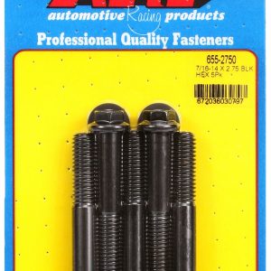 ARP 655-2750 7/16-14 X 2.750 HEX 1/2, Standard Bolt; 3/8 Inch - 16 Thread Size; 2.750 Inch Under Head Length; 7/16 Inch Socket Size; Hex Style Head Type; Black Oxide; Chrome Moly; 5 Pack