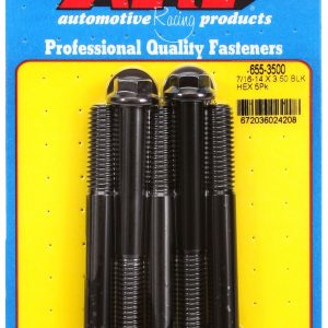 ARP 655-3500 7/16-14 X 3.500 HEX 1/2, Standard Bolt; 3/8 Inch - 16 Thread Size; 3.500 Inch Under Head Length; 7/16 Inch Socket Size; Hex Style Head Type; Black Oxide; Chrome Moly; 5 Pack