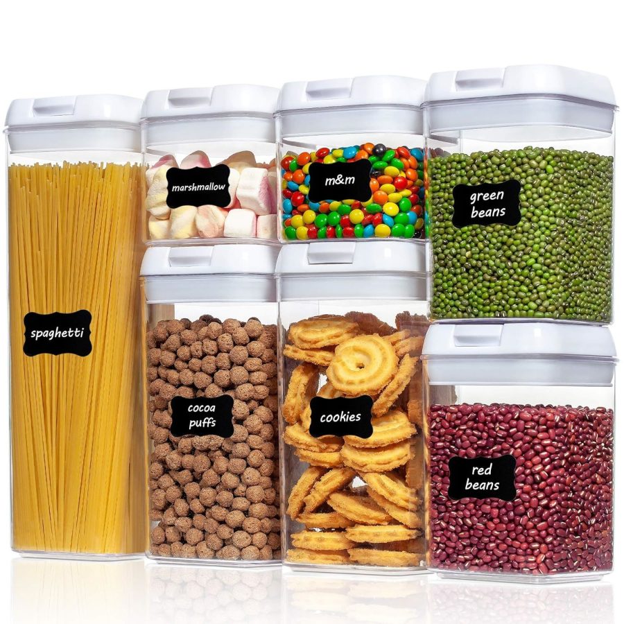 Airtight Food Storage Containers, 7 Pieces Bpa Free Plastic Cereal Containers Wi