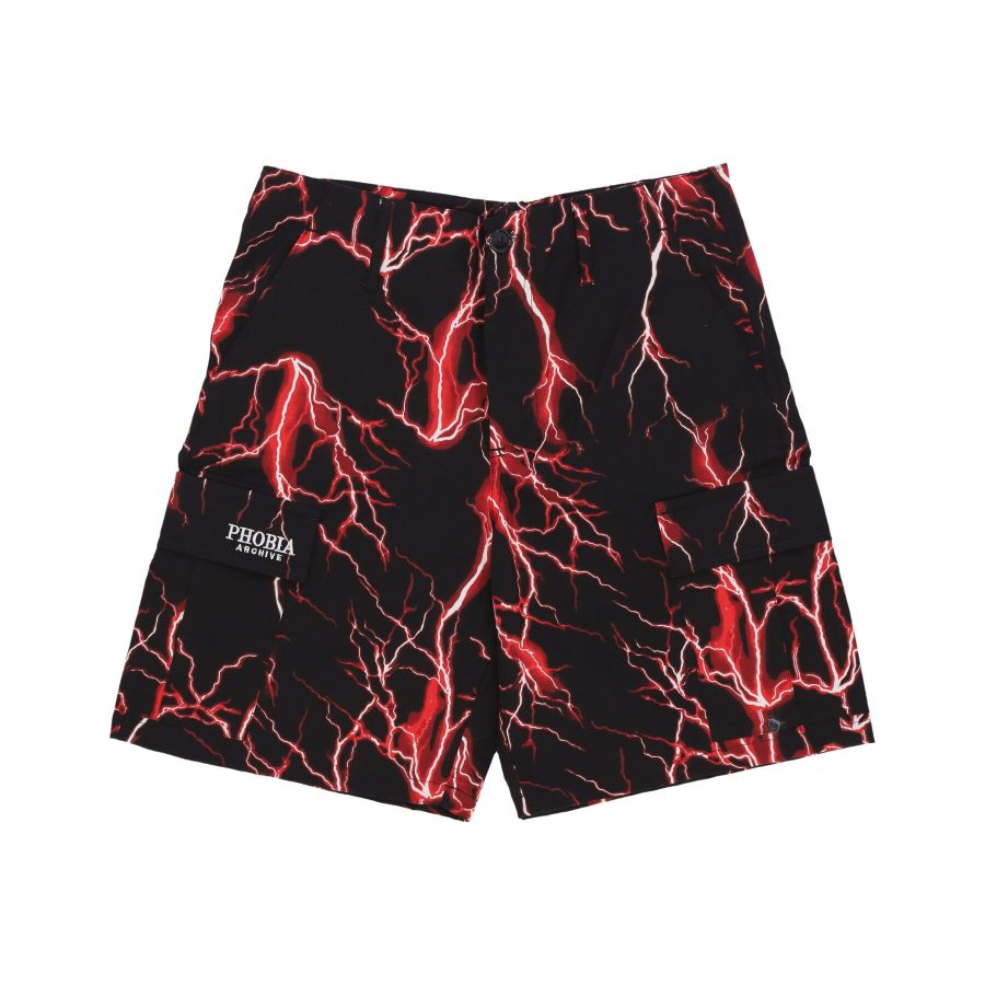 All Over Lightning Cargo Shorts Men's Shorts Black/red