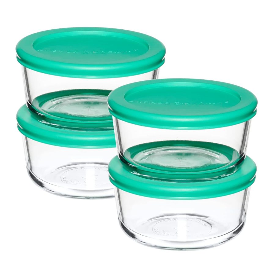 Anchor Hocking 2 Cup Glass Storage Containers with Lids, Set of 4 Glass Food Sto