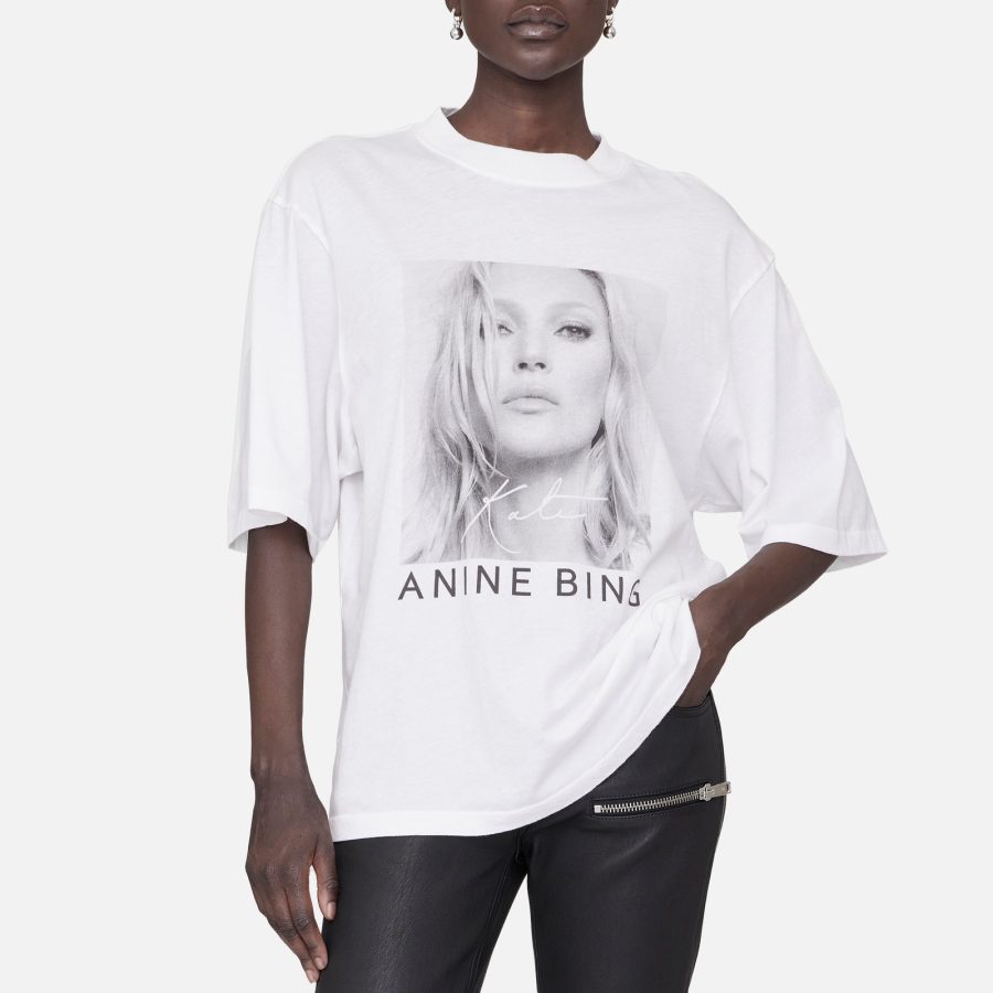 Anine Bing Avi Kate Moss Graphic Cotton T-Shirt - S