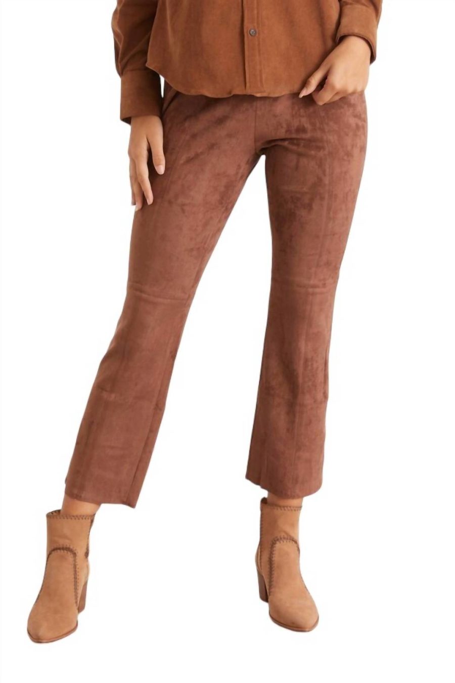 Ann Mashburn faye cropped seamed pants in Cognac