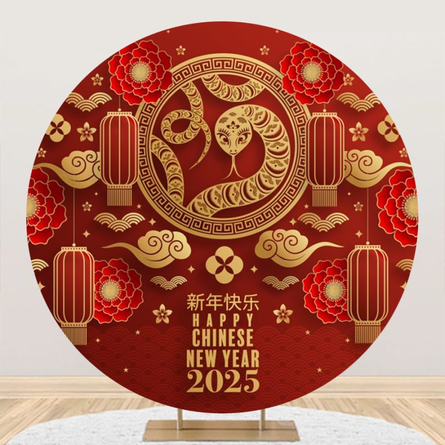 Aperturee 2025 Happy Chinese New Year Round Party Backdrop