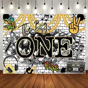 Aperturee Giraffe Hip Hop Rock The Big One Birthday Backdrop