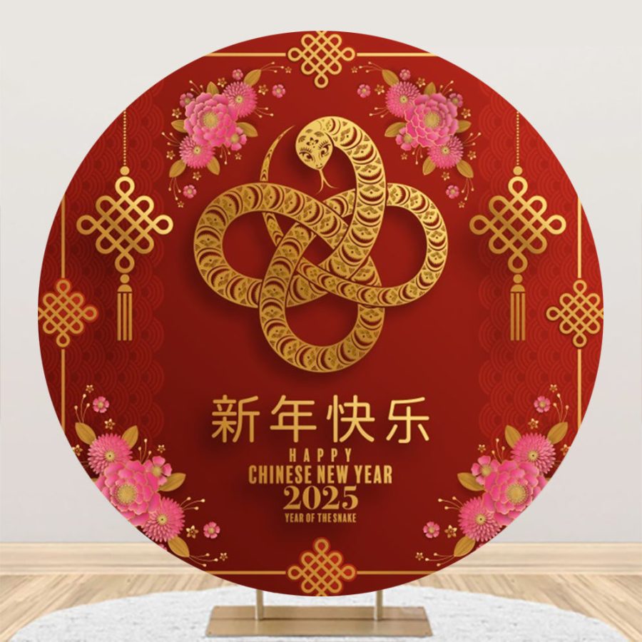 Aperturee Happy Year Of The Snake 2025 Round Party Backdrop