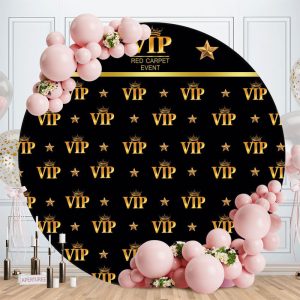 Aperturee Vip Red Carpet Event Black Round Happy Birthday Backdrop