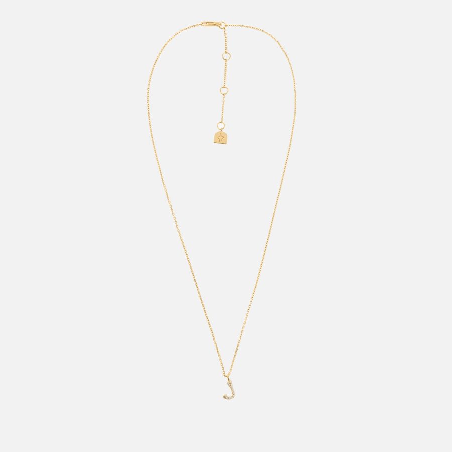 Astrid & Miyu Initial Pavé 18K Gold-Plated Necklace