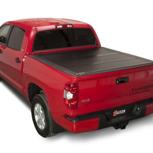 BAK 1126446 BAKFLIP FIBERMAX, Hard Folding; Low Profile; 2 Folds/ 3 Panels; Front Hinge Allows Entire Tonneau To Flip Up When Folded; Gloss Black; Fiberglass Covered Aluminum; Lockable Using Tailgate Handle Lock; Can Be Used With BAK Tool Box