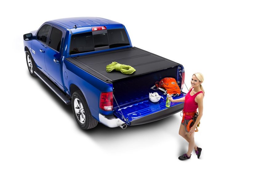 BAK 448207RB BAKFLIPMX4 09+ RAMBOX 57, Hard Folding; 2 Folds/ 3 Panels; Front Hinge Allows Entire Tonneau to Flip Up When Folded; Lockable Using Tailgate Handle Lock; Black Matte; Aluminum