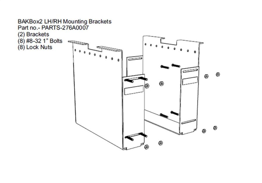 BAK PARTS-276A0007 BAKBOX2 LARGE END PLATES, Replacement Bracket For BAKFlip Tonneau Covers; With Two Mounting Bracket/ Eight Bolts And Eight Lock Nuts