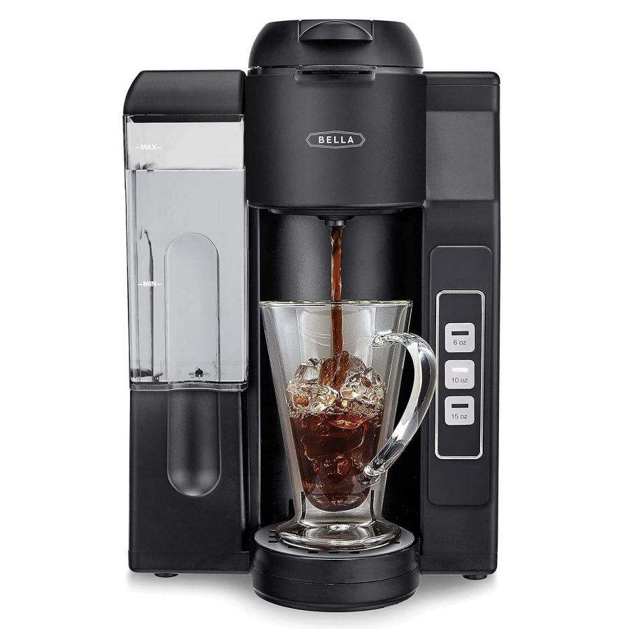 BELLA Single Serve Coffee Maker, Dual Brew, K-cup Compatible - Ground Coffee Bre