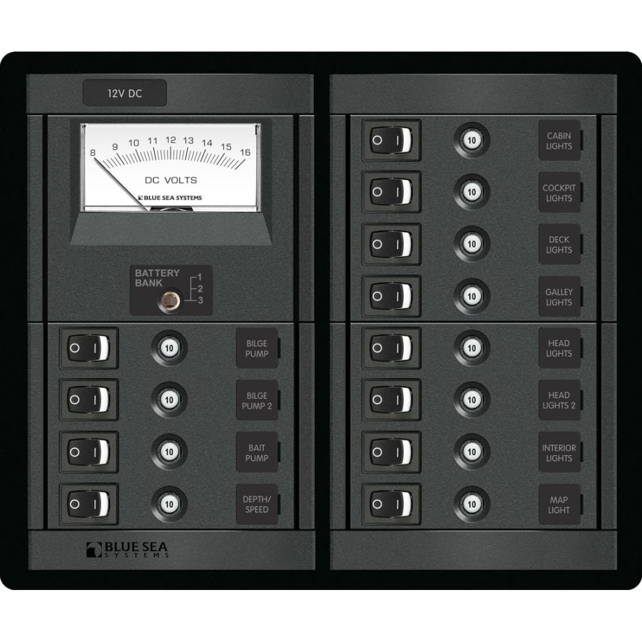 BLUE SEA 1464 12 POSITION SWITCH CLB + METER SQUARE