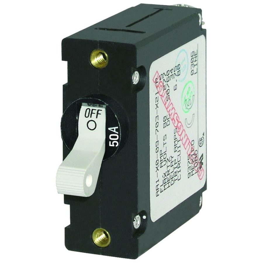 BLUE SEA 7230 AC / DC SINGLE POLE MAGNETIC WORLD CIRCUIT BREAKER - 50 AMP