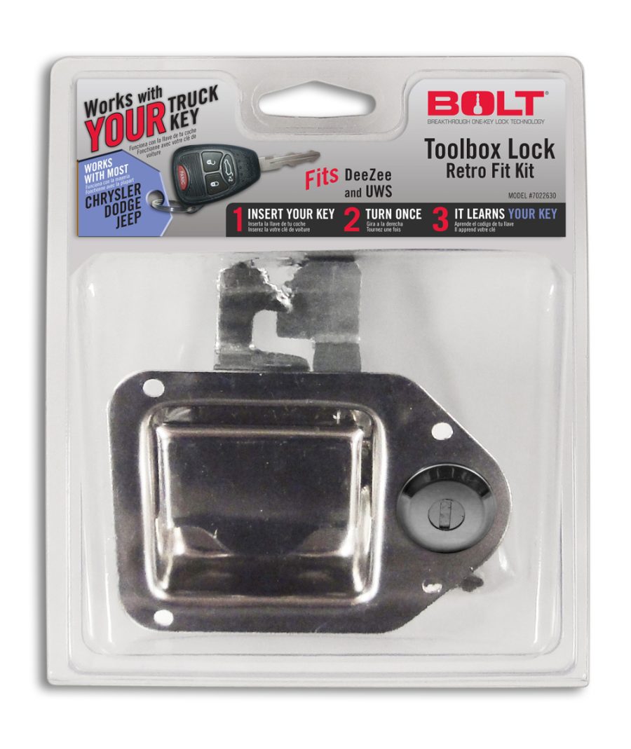 BOLT 7022699 TB LATCH DODGE RETAIL, Paddle Latch; Locking; Stainless Steel; Opens With Vehicle Ignition Key; For Dodge/ Jeep/ Ram Keys