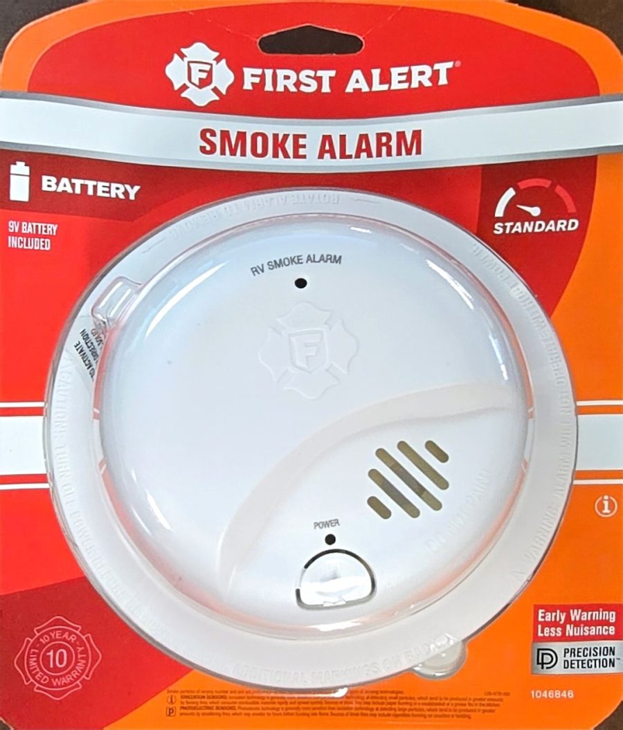 BRK 1046846 BATTERY POWERED SMOKE ALARM WITH RE, 5.4 Inch Diameter x 1.9 Inch Depth; With Test/ Silence Button; Replaceable 9 Volt Battery Powered; Ionization Smoke Sensing Technology; LED And Chirp Low Battery Indicator; RV Approved/ UL 217 Approved