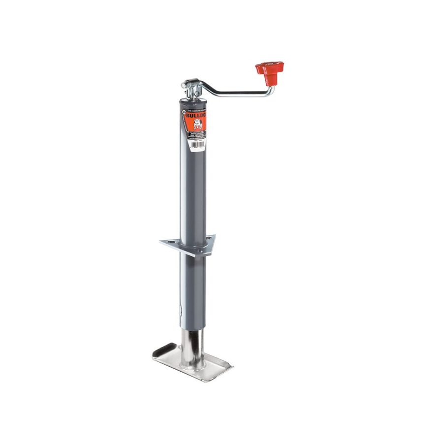 BULLDOG 155100 A-FRAME JACK TOPWIND 2000, Manual A-Frame Round Topwind Jack; 2000 Pound Lift Capacity; Weld-On/ Bolt-On Bracket Mount; Painted Grey Outer/ Inner Tube; With Bracket