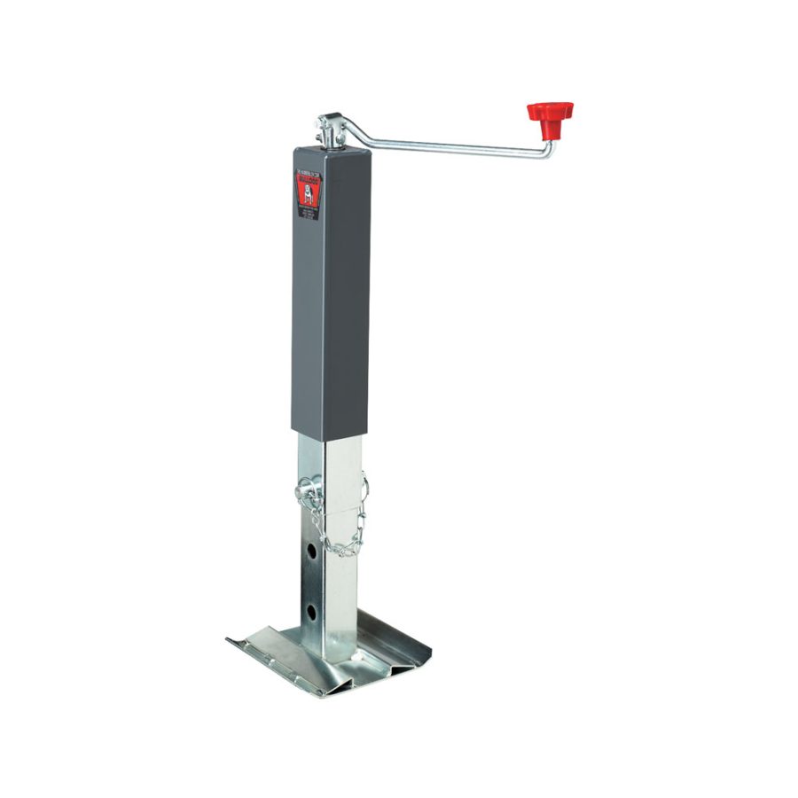 BULLDOG 180304 10 000# SQUARE JACK- TOPW, Manual Square Topwind Jack; 7200 Pound Lift/ 10000 Pound Support Capacity; 10 Inch Travel; 18.18 Inch Retracted X 38.31 Inch Extended Height; Weld-On Mount; Painted Outer/ Zinc Plated Inner Tube; Without Bracket