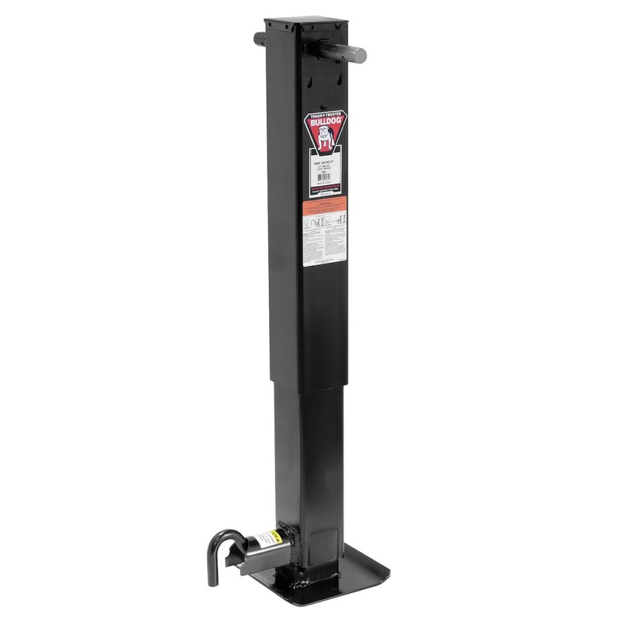 BULLDOG 182815 TRAVEL JACK SW 12000# 12, Manual Square Sidewind Jack; 10000 Pound Lift 12000 Pound Support Capacity; 12-12 Inch Travel; 28.6 Inch Retracted X 54.6 Inch Extended Height; Weld-On Mount; Spring Return; Painted Outer Inner Tube; Steel