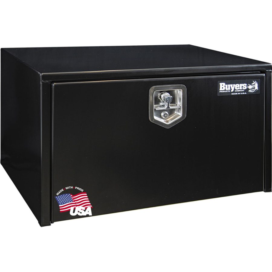 BUYERS PROD 1702303 Black Steel Underbody Truck Box With Lockable T-Handle Latch, 18 x 18 x 30 Inch, Made In The USA, Contractor Tool Box, Tool Chest For Storage & Organization, Durable Job Box