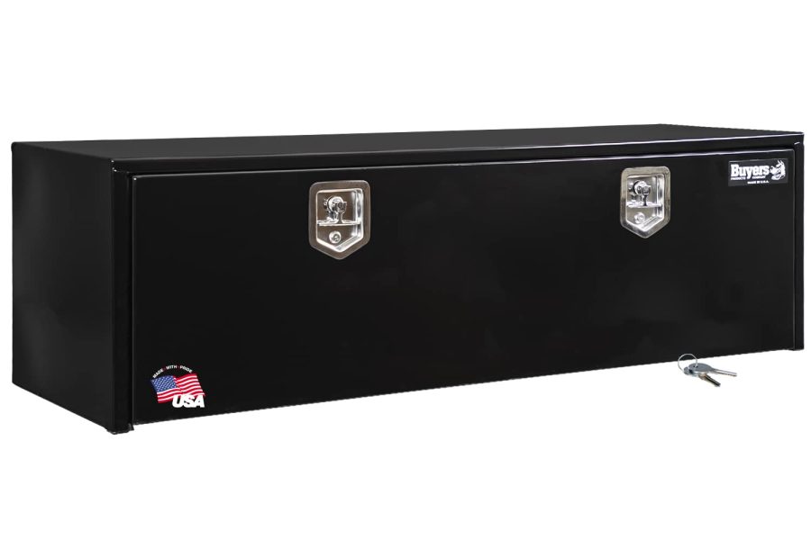 BUYERS PROD 1702315 Black Steel Underbody Truck Box With Lockable T-Handle Latch, 18 x 18 x 60 Inch, Made In The USA, Contractor Tool Box, Tool Chest For Storage & Organization, Durable Job Box